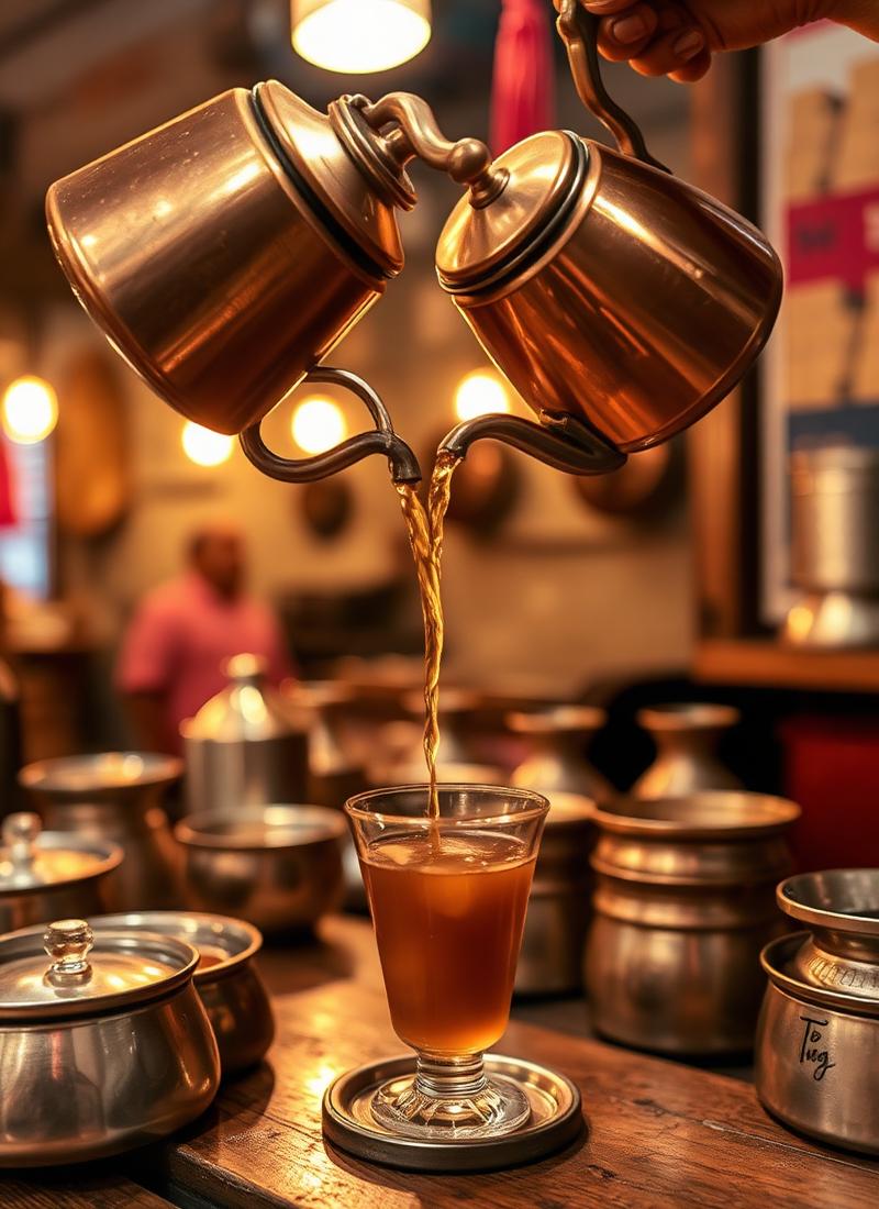 Pouring chai into a clay kulhad